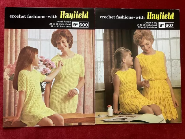 Vintage Hayfield 4 ply Crochet  Patterns  Women Child Dress  870.1.11