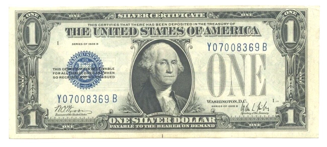 1928-B $1 Silver Certificate ~ Funny Back - Almost Uncirculated - Free Shipping