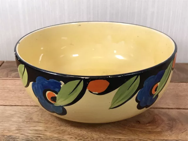 Vintage Myott & Son B.A.G. Co Ltd Art Deco Hand Painted Fruit Bowl 9" Dia.