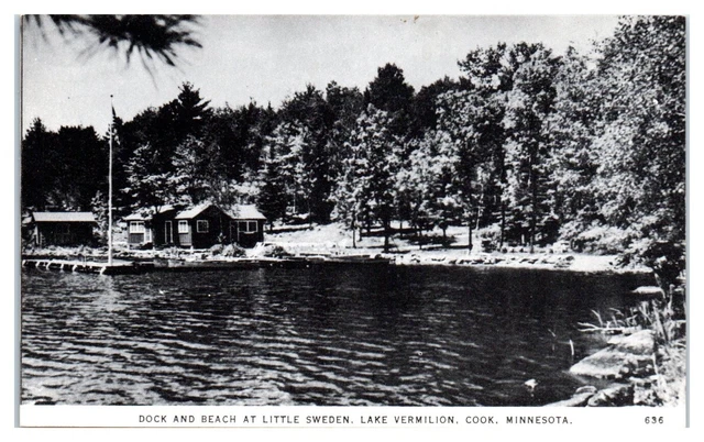 Dock and Beach at Little Sweden, Lake Vermilion, Cook, MN Postcard *5D(2)