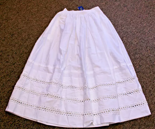 $498 New with DEFECTS Polo Ralph Lauren Cotton Maxi Skirt WHITE Size 6