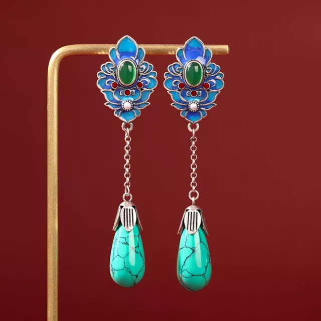 Chinese Style New Long Earrings Antique Earrings Silver Needle Antique National