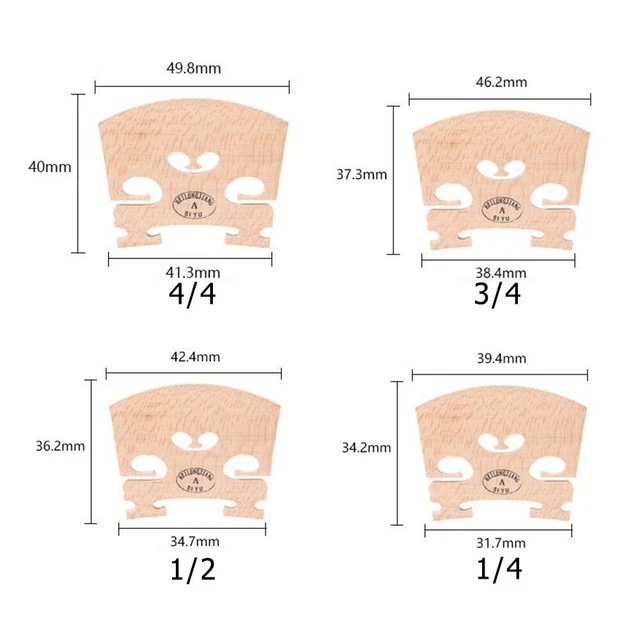 Snapklik.co : 12Pcs Violin Bridge Set, 6 Size Aple Violin Bridge