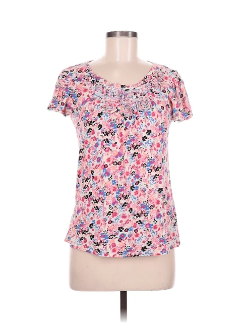 Elle Women Pink Short Sleeve Top M