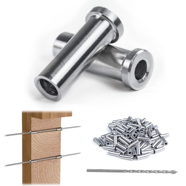 80Pack T316 Stainless Steel Protective Sleeves Cable Railing Kit Hardware for Wo