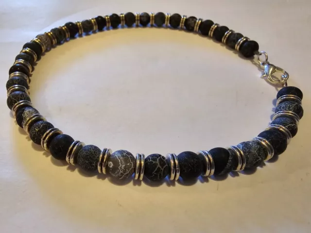 Black Crackle Anklet