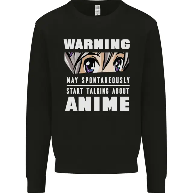 Warning May Start Talking About Anime Funny Kids Sweatshirt Jumper