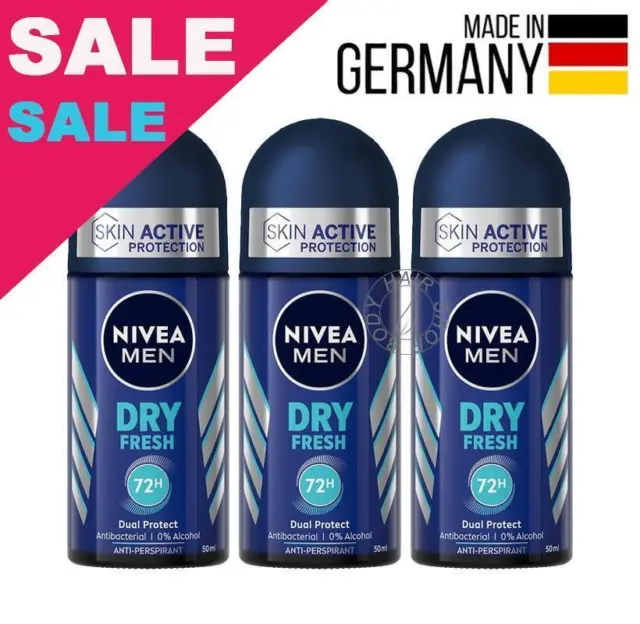Nivea Men Dry Fresh Déodorant Roll-On Antisudorifique Antibactérien 3 x 50 ml