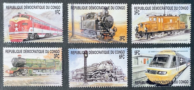 Congo Train Stamps Set 2001 Mnh Steam Locomotive Railroad Big Boy Union Pacific