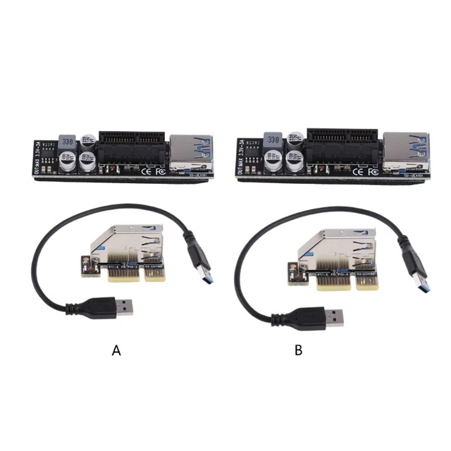 PCIE1X  Adapter Card USB 3.0 Extension Cable PCI-E 1X to 1X High Efficiency