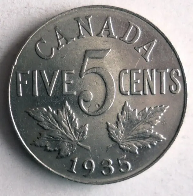 1935 CANADA 5 CENTS - Excellent Coin - FREE SHIP - Bin #338