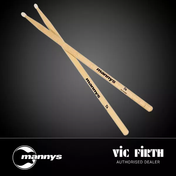 Vic Firth Nova 7A Nylon Tip Drumsticks w/ Mannys Logo