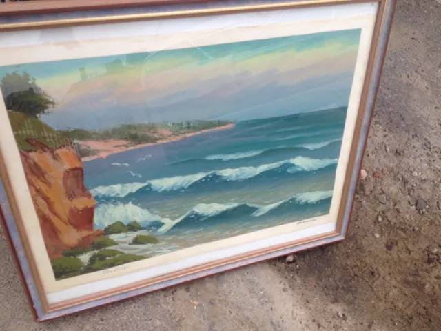 Pintura Al Óleo Aspecto De Varna Bulgaria Costa Mar Playa Marco Firmado