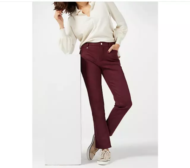 Faux Suede Jean Trousers Burgundy Red MARLA WYNNE MARLAWYNNE 6 10 12 14 16 - NEW