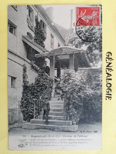 Old postcard SILVEREUIL in 1909 STAIRCASE of the ABBEY founded in the year 665