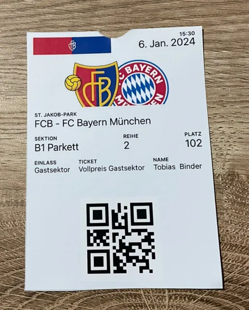 Sammlerticket Testspiel FC Basel - FC Bayern München 06.01.2024 Ausdruck