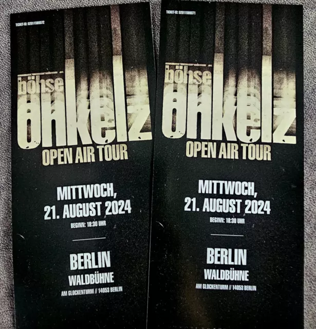 2x Böhse Onkelz Tickets - 21.08.2024 - Berlin - Sitzplätze