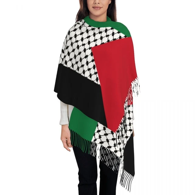 Palestine Shawl Keffiyeh Patterned Tasselless Palestine Flag Edged Palestine Shawl S100048