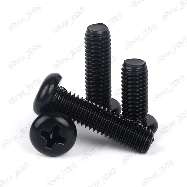 Bulloni testa padella rotonda acciaio inox nero 304 M1,6 M2 M3 M4 M5 Phillips