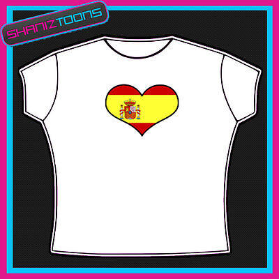 Spain Spanish Emblem Flag Heart Shaped I Love T-Shirt