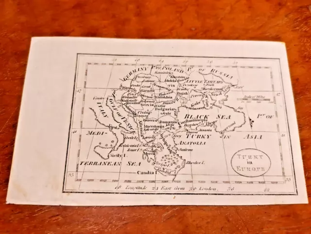 1802 Turchia in Europa Balcani Bulgaria Grecia Romania Piccola Mappa Antica Stampa