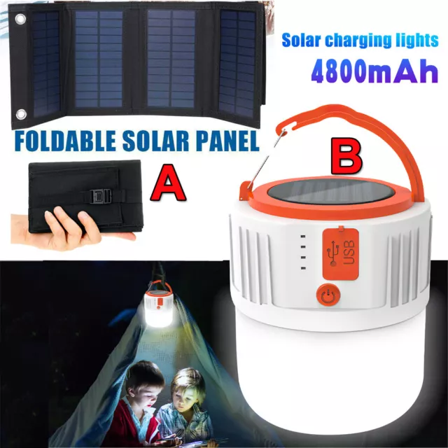 100W Solar Panel Kit Folding Power Bank Outdoor Camping Phone Charger Tent Lamp