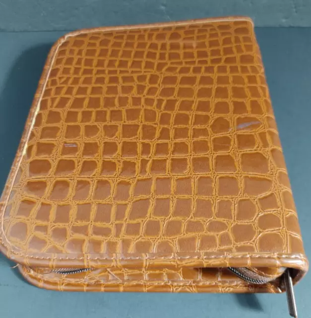 Fashion Fair Croc Faux Leather Embossed Travel Cosmetic Case Binder Organizer