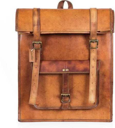 Homme Neuf Cuir Véritable Ordinateur Portable Sac à Dos Voyage Messager École
