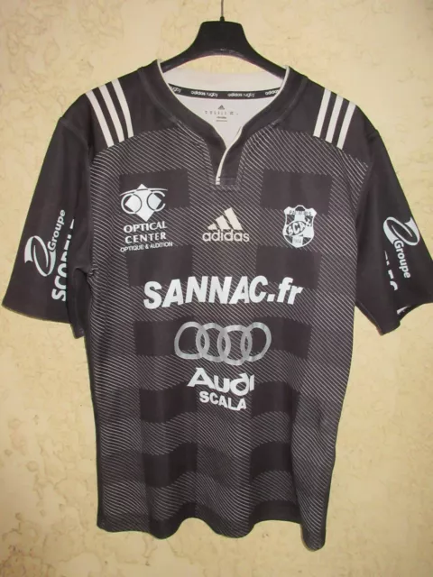 Maillot rugby SCA PAMIERS porté n°12 ADIDAS shirt noir M Maillot rugby SCA PAMIERS porté n°12 ADIDAS shirt noir M