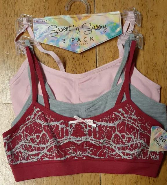 SWEET N SASSY Girls Molded Bras Size Large 34A 2 Pack Navy/White $15.99 -  PicClick