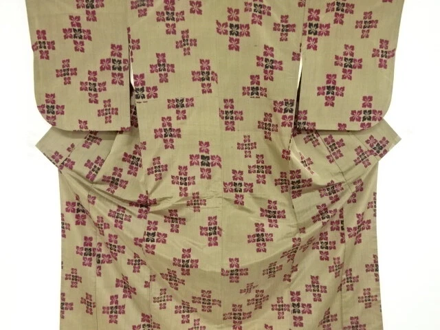 81051# Japanese Kimono / Antique Kimono / Meisen / Woven Flowers