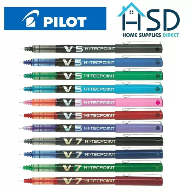Pilot Hi-Techpoint V5 05/V7 07 Encre Liquide à Bille Stylo Noir Rouge Bleu Vert