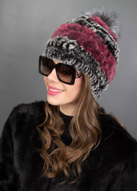 693 New Wonderful Real Rex Chinchilla Hat Luxury Fur Beautiful Look