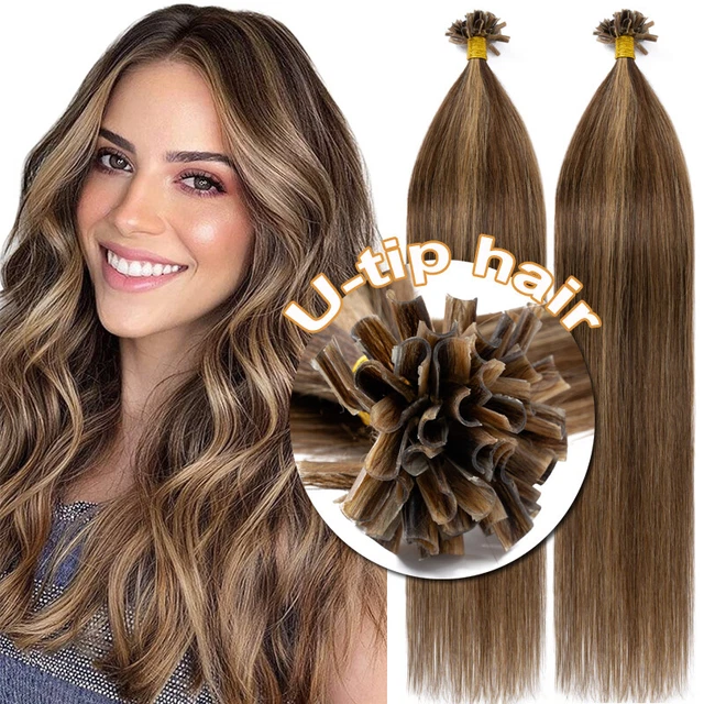 200 Strands Keratin Pre Bonded U-Tip Hair Extensions Human Hair Balayage 100g US