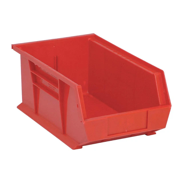 QUANTUM STORAGE SYSTEMS QUS241RD Hang and Stack Bin,Red,PP,6 in