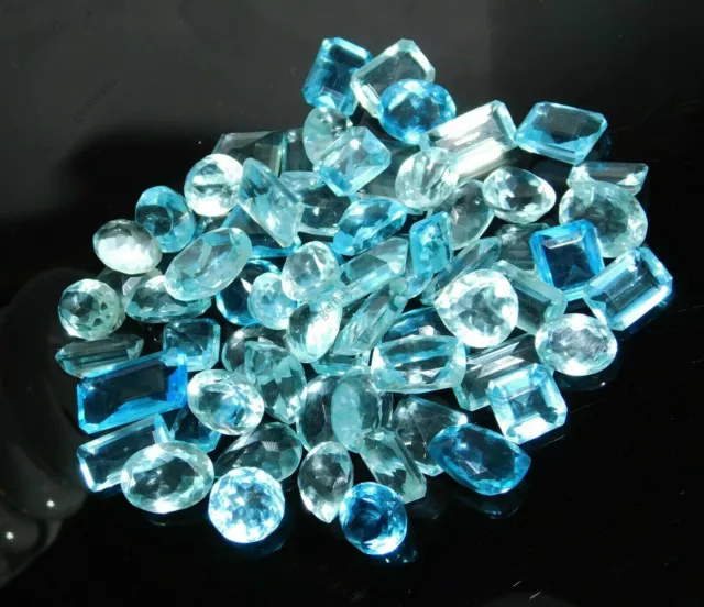 100 Ct Natural Aquamarine Mix Shape Loose Gemstones Blue CERTIFIED Lot