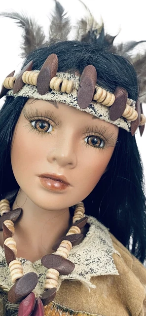 20" Duck House Heirloom Doll SPIRIT DANCER Native American Squaw Box, Stand, COA