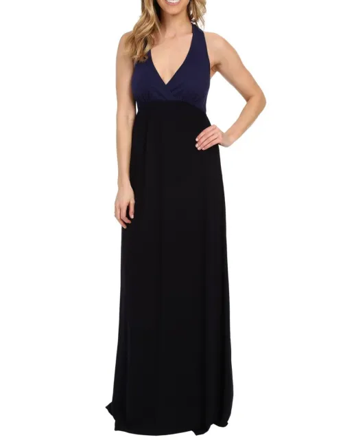 Hard Tail Black/ Blue Twisty Back Maxi Dress Sz XS $106