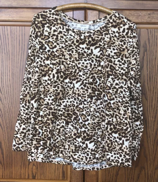 Women's Style & Co. Leopard Print Long Sleeve Tshirt, Size XL