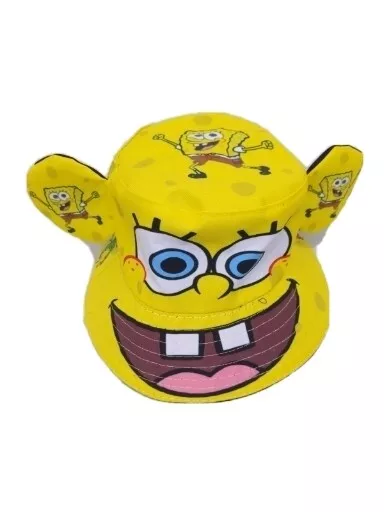 SpongeBob Squarepants Kids Bucket Hat With Ears Strap Yellow Youth Boys Girls