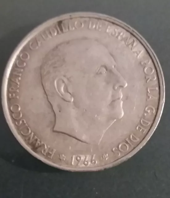 Moneda Plata De 100 Pesetas Año 1966 Estrella  67