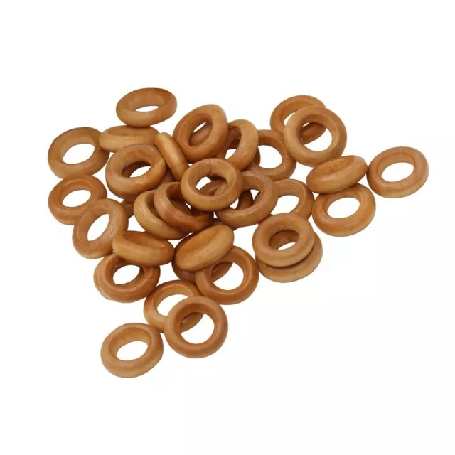 Blesiya 100pcs/Set 13mm Small Wooden Rings Wood Toss Rings Hoops DIY Crafts 3