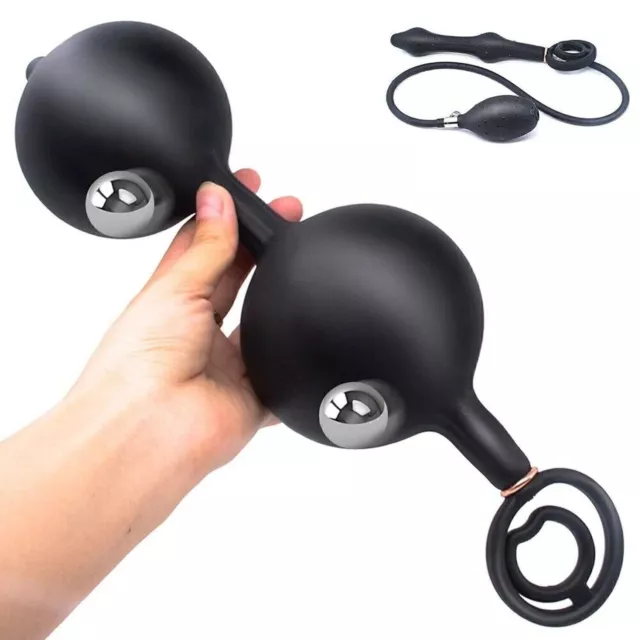 BDSM Bondage Aufblasbarer Stecker mit doppelten Perlen Ballstretcher ExpandeLOVE