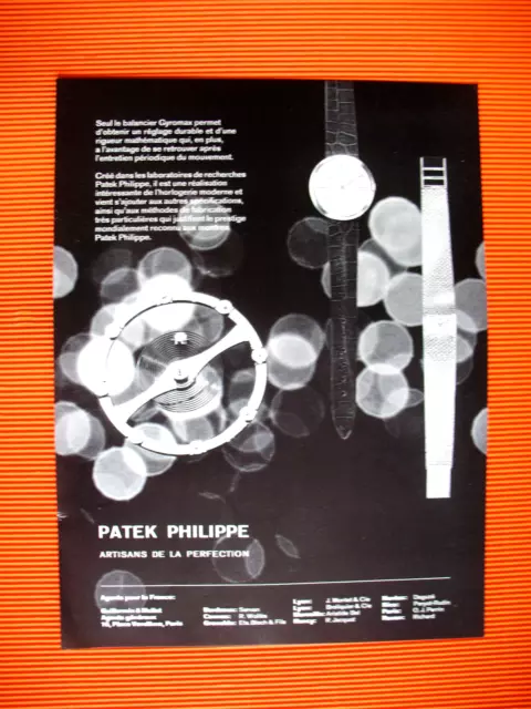 Publicite De Presse Patek Philippe Montres Artisans De La Perfection Ad 1964