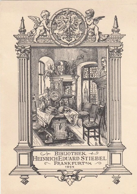 Exlibris Bookplate Cliche Clemens Kissel 1849-1911 Studierstube