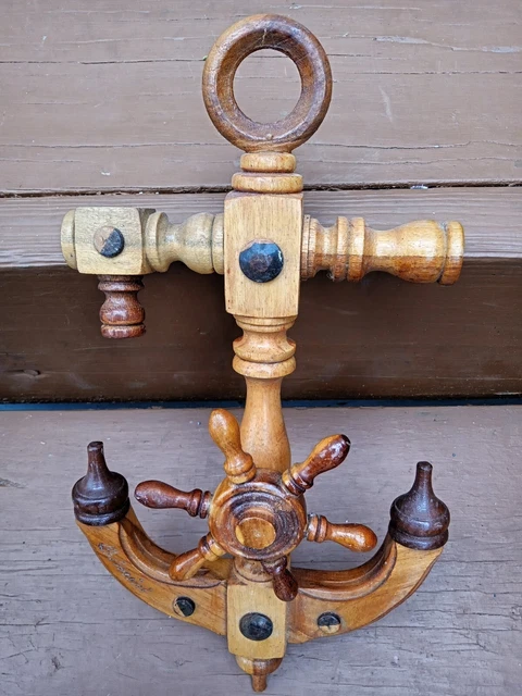Vintage Bimini enscribed Wooden Handcrafted Anchor 13 1/2 inches