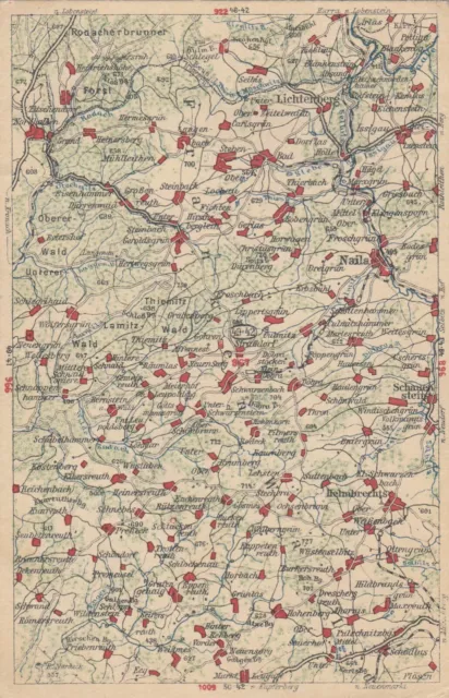 Oberfranken Landkarte Naila Helmbrechts etc. AK uralt Bayern 2107139