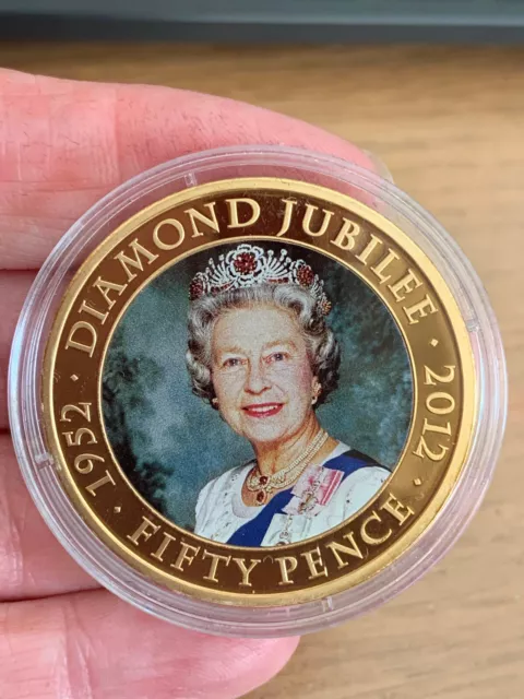 2012 Jersey Bailiwick Queen Elizabeth II Diamond Jubilee 50p coin portrait medal