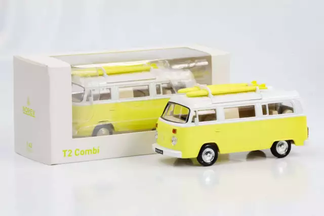 1:43 VW T2 Bus Camper Van mit Surfbretter hellgelb 1973 Norev Jet Car diecast