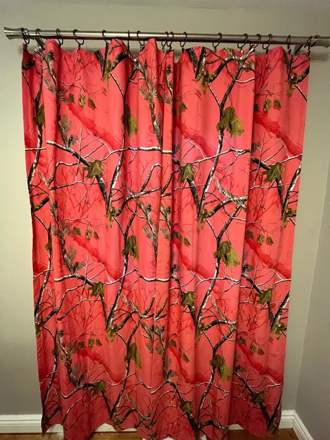 Two Panels REALTREE AP Pink Camo Curtains, Full Length, Rod Pocket, 84" x 40"
